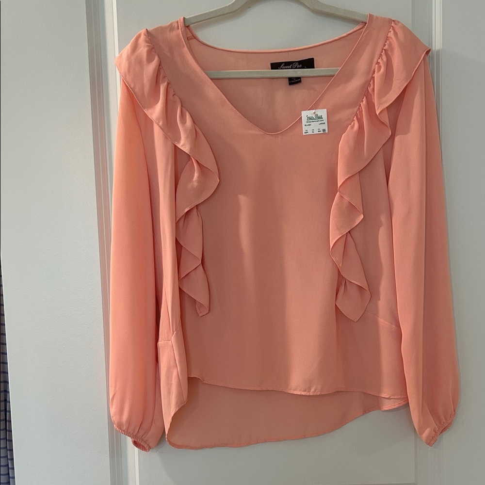 Sweet Pea by Stacy Frati Coral Ruffle Blouse